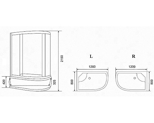 Душевая кабина Parly Tomorrow 120x80 L EF1221L без гидромассажа