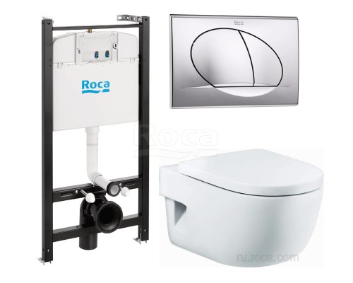 Подвесной унитаз + инсталляция + кнопка + сиденье Roca Meridian Pack 893104110