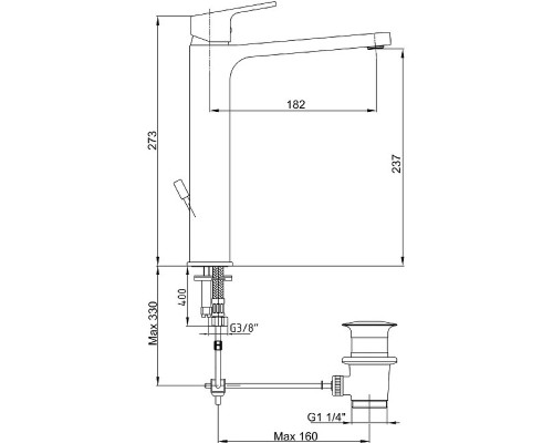 Смеситель для раковины E.C.A. Tiera 102188014EX Хром