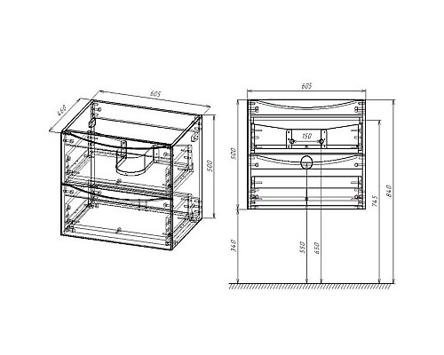 Тумба под раковину Vincea Mia 60 VMC-2MC600VO подвесная V.Oak