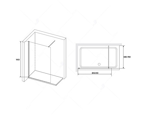 Душевая перегородка RGW Walk In WA-010B 70 351001007-24 профиль Черный стекло матовое