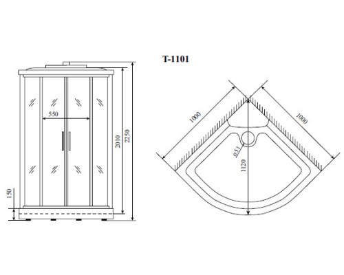 Душевая кабина Timo Standart 100x100 без гидромассажа