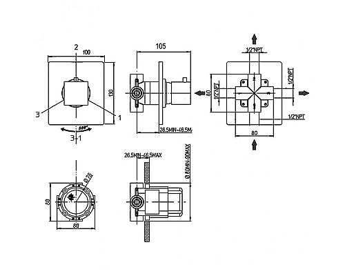 Переключатель потоков Paini Grazia 21CR471 Хром