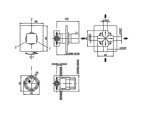 Переключатель потоков Paini Grazia 21CR471 Хром
