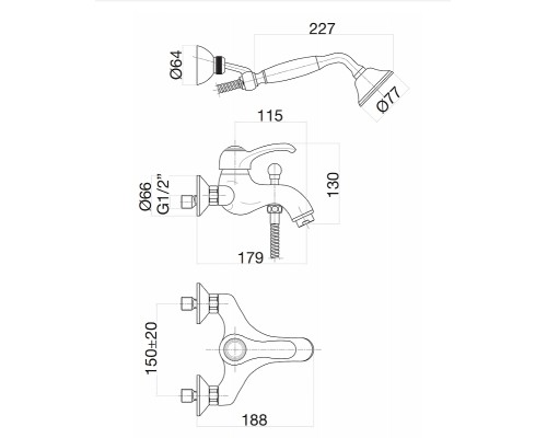 Смеситель для ванны Fiore Jafar 47OO5104 Золото