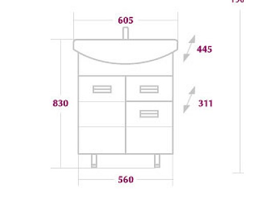 Тумба под раковину Onika Балтика 60 1 ящик Белая