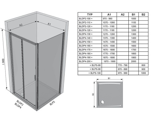 Душевая дверь Ravak Blix 170 сатин прозрачный