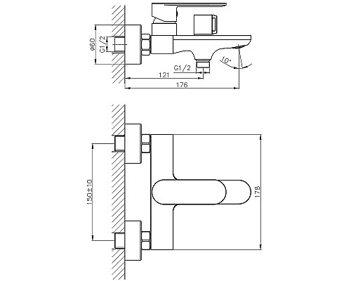 Смеситель для ванны Haiba HB60590-7 Черный Смеситель для ванны Haiba HB60590-7 Черный