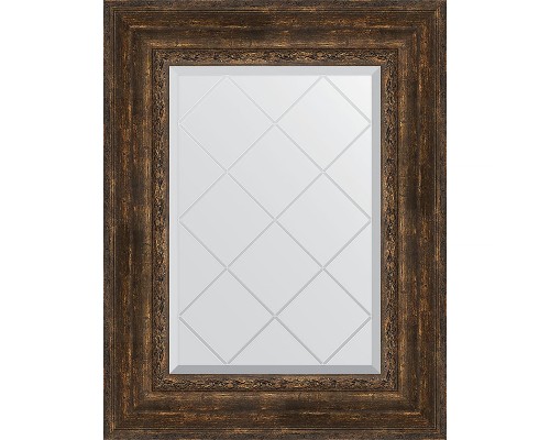 Зеркало Evoform Exclusive-G 80х62 BY 4043 с гравировкой в багетной раме - Состаренное дерево с орнаментом 120 мм
