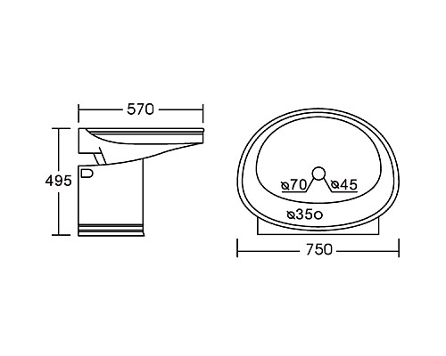 Раковина CeramaLux 75 2011 Белая