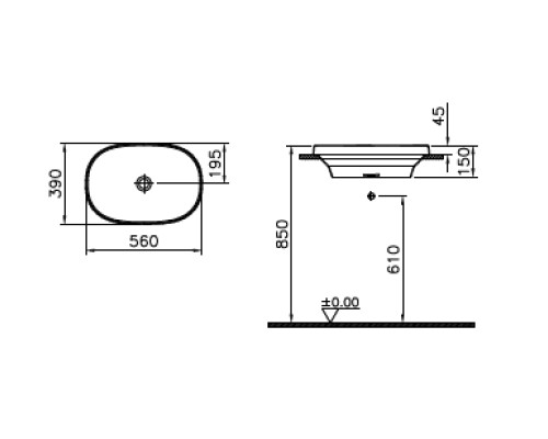 Накладная раковина без отвертсия VitrA Frame 14