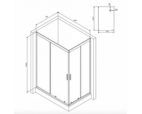 Душевой уголок AM.PM Gem 120х90 W90G-404-120290-BT Черный матовый