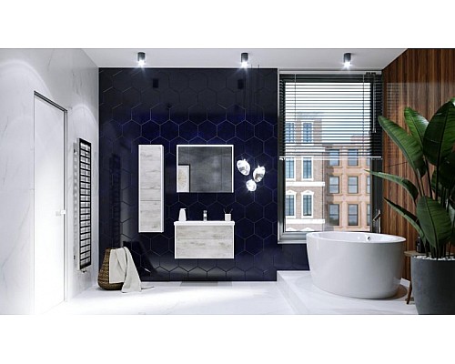 Тумба под раковину Roca Ronda 80 ZRU9303004 подвесная Бетон Белый матовый