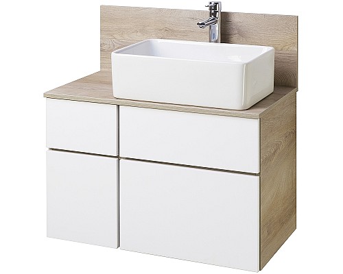 Тумба под раковину Aquaton Мишель 80 1A244501MIX40 подвесная Дуб эндгрейн Белая