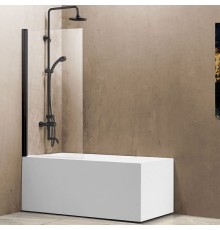 Шторка на ванну Vincea VSB-11800CLB 80x140 профиль Черный стекло прозрачное