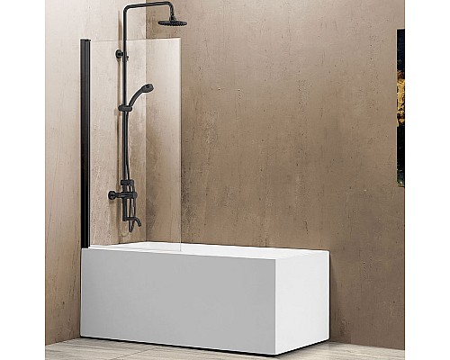 Шторка на ванну Vincea VSB-11800CLB 80x140 профиль Черный стекло прозрачное