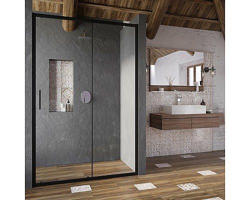 Душевая дверь Ravak Blix Slim BLSDP2-120 X0PMG0300Z1 Черный матовый Transparent