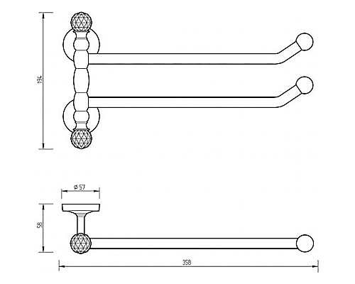 Полотенцедержатель Migliore Amerida 16607 поворотный Золото с кристаллами Swarovski