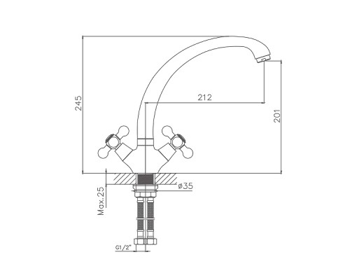 Смеситель для кухни Cron CN4319 Хром