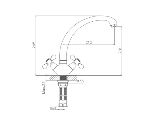 Смеситель для кухни Cron CN4319 Хром