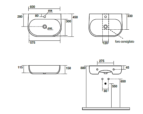 Раковина Kerasan Nolita 534101 60 белый