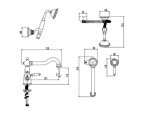 Смеситель на борт ванны Lemark Villa LM4847C Хром