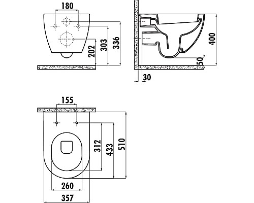 Унитаз биде Creavit Free FE320-00BM00E-0000 подвесной Базальт без сиденья