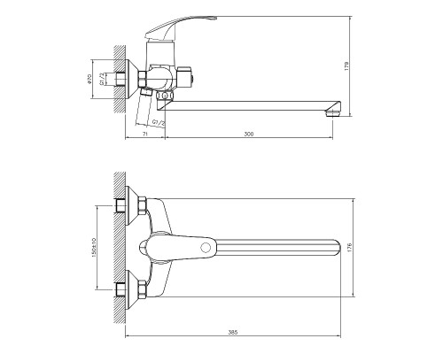 Смеситель для ванны Decoroom DR71043 Хром
