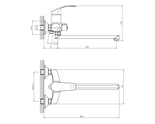 Смеситель для ванны Decoroom DR71043 Хром