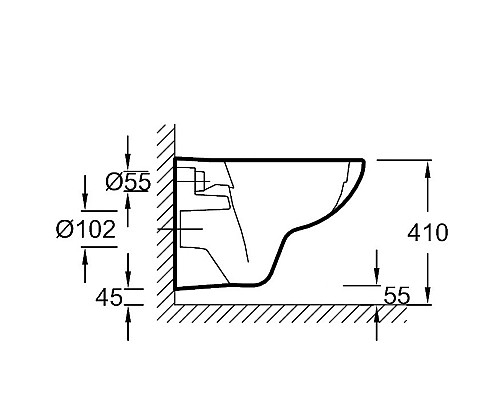 Чаша подвесного унитаза Jacob Delafon без обода 535 x 36 см EDV10200