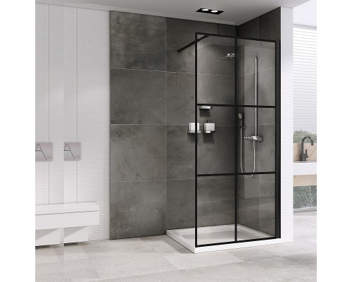 Душевая перегородка Abber Immer Offen 120 AG62120B8 профиль Черный стекло прозрачное