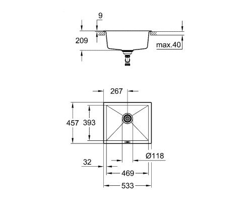 Кухонная мойка Grohe K700 53 Серый гранит