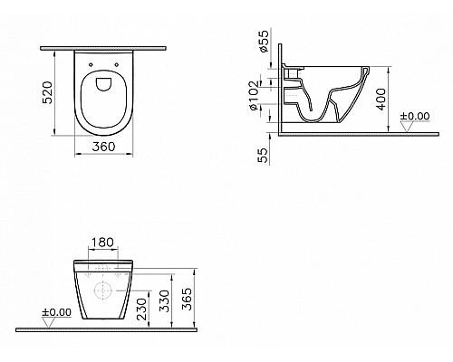 Подвесной унитаз VitrA S50 7740B003-0075 безободковый
