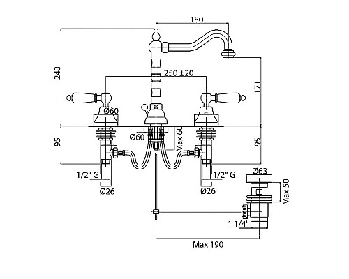 Смеситель на раковину Cezares FIRST-BLS2-01-Bi