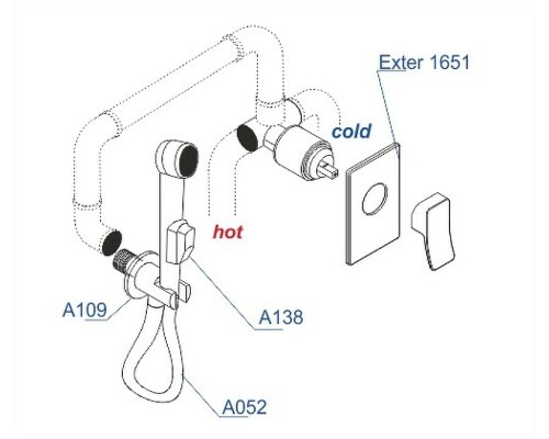 Гигиенический душ со смесителем WasserKRAFT Exter A01652 Бронза