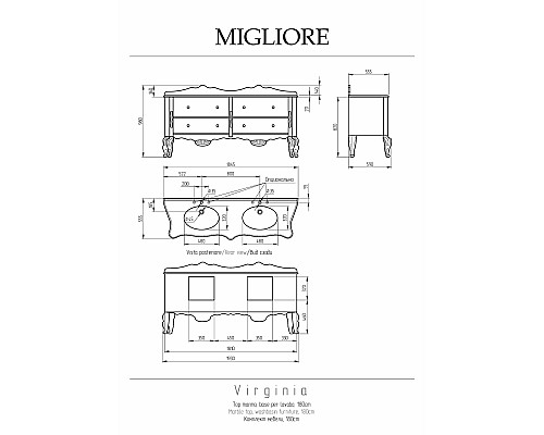 Столешница под раковину Migliore Virginia 189 30284 Bianco Cristallino Столешница под раковину Migliore Virginia 189 30284 Bianco Cristallino