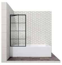 Шторка на ванну Ambassador Bath Screens 70х140 профиль Черный стекло прозрачное