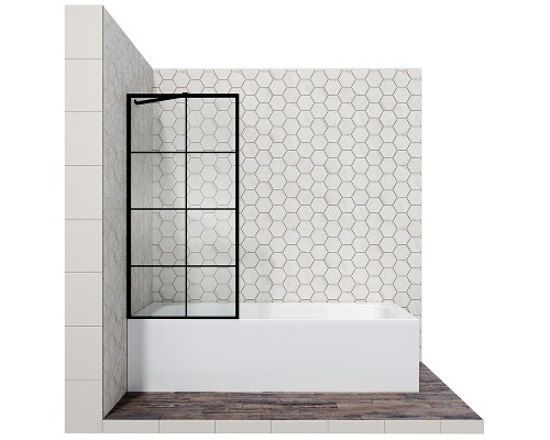 Шторка на ванну Ambassador Bath Screens 70х140 профиль Черный стекло прозрачное
