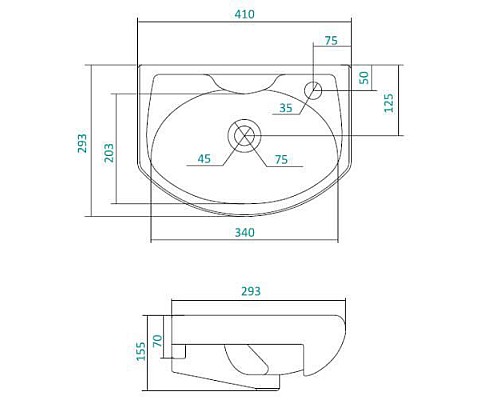 Полукруглая раковина Santek Азов 40 отверстие под смеситель справа 1WH110254