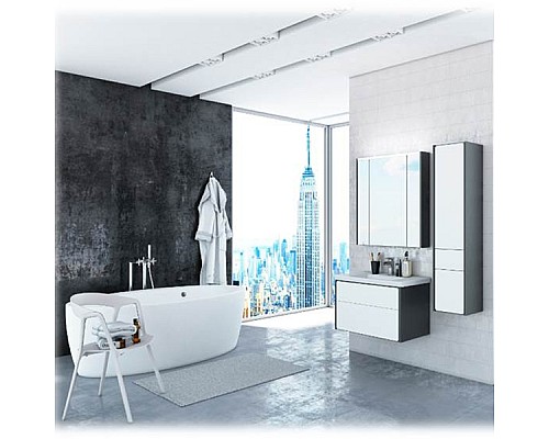 Зеркальный шкаф Roca Ronda 80 ZRU9302970 с подсветкой Белый глянец Антрацит