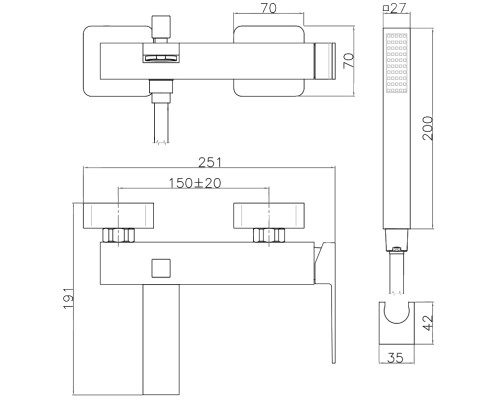 Смеситель для ванны Webert Pegaso PE850101794, матовое золото