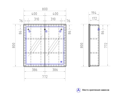 Зеркальный шкаф Vigo Geometry 80 с подсветкой Белый
