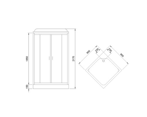 Душевая кабина Royal Bath HP 90х90 с гидромассажем стекло матовое
