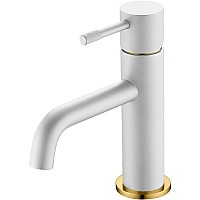 Смеситель для раковины Boheme Uno 461-WG Белый матовый Золото