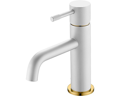 Смеситель для раковины Boheme Uno 461-WG Белый матовый Золото