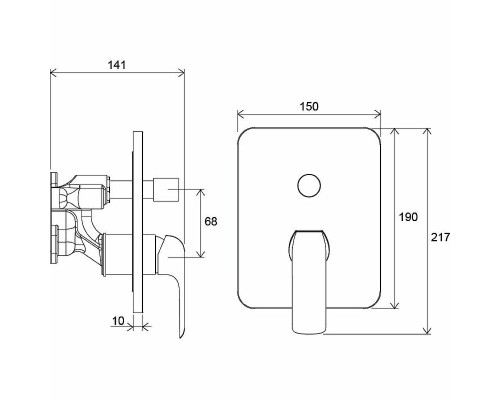 Смеситель для душа Ravak Flat FL 065.00 X070123 Хром