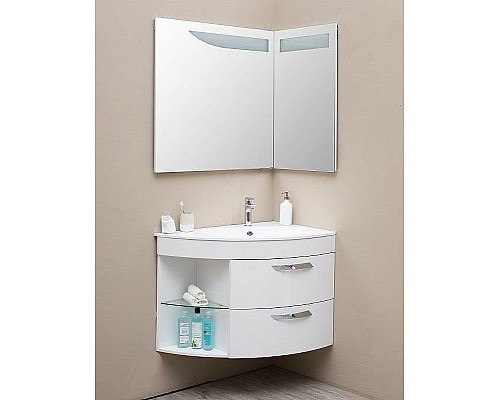 Зеркало De Aqua Трио Люкс 90 R 184504 угловое с подсветкой Белое Зеркало De Aqua Трио Люкс 90 R 184504 угловое с подсветкой Белое