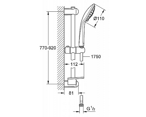 Душевой гарнитур Grohe 27226001 900 мм