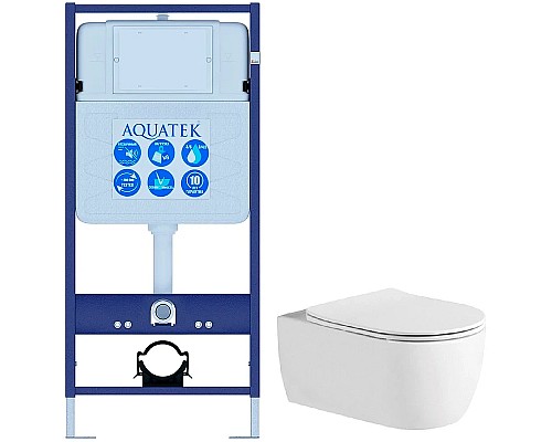 Комплект унитаза с инсталляцией Aquatek Set Aquatek Европа New с сиденьем Микролифт