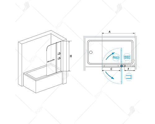 Шторка на ванну RGW SC-08 100 см